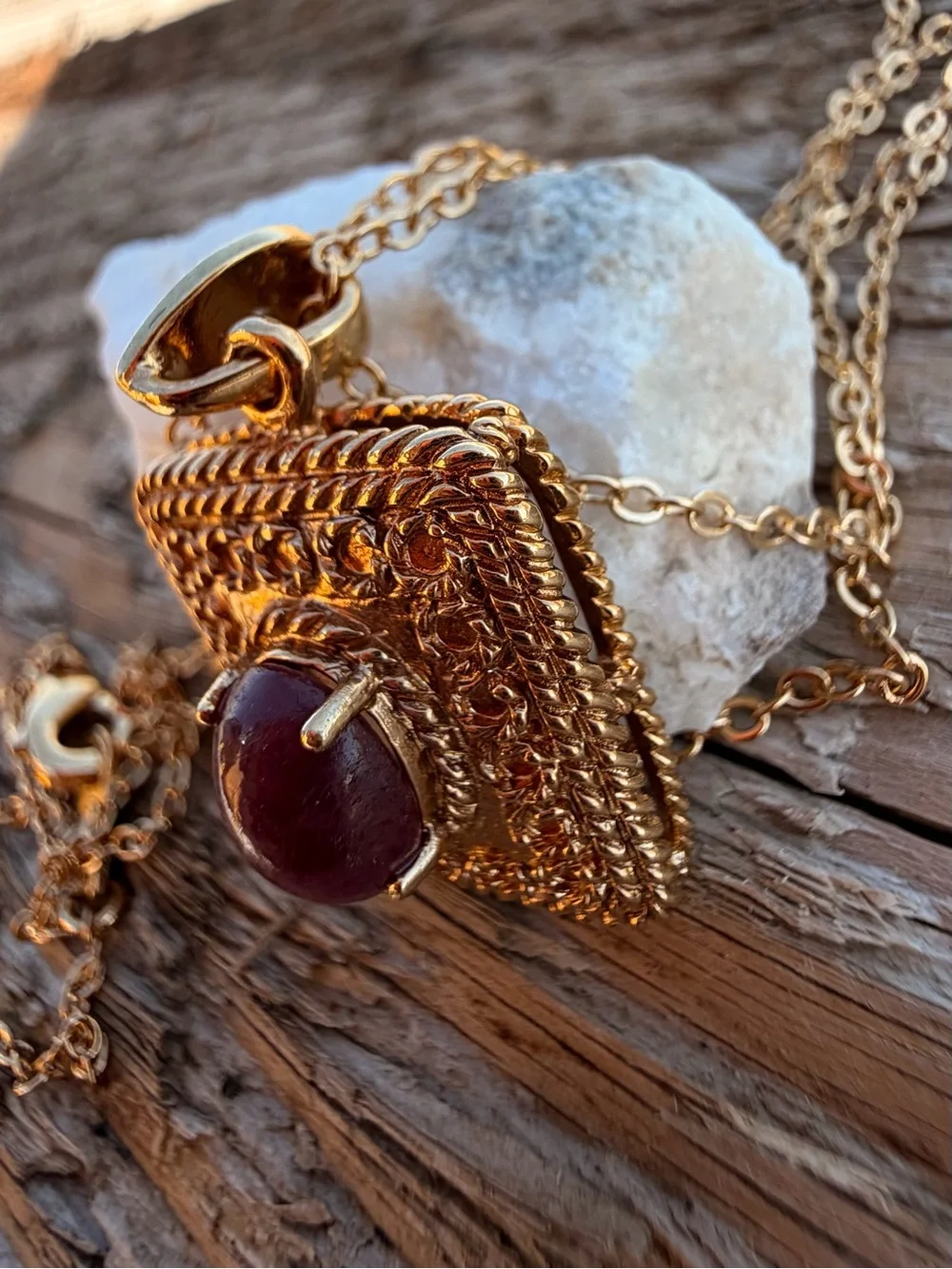 Ruby & Diamond Necklace 18K Gold Plated 1.00 CTW Ruby 17”